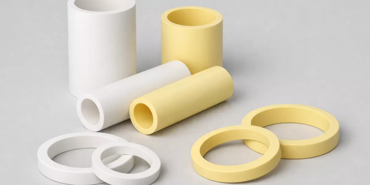 Zirconia ceramic tubes and seal rings illustrating stabilizer related density differences Zirconia ceramic tubes and seal rings illustrating stabilizer related density differences