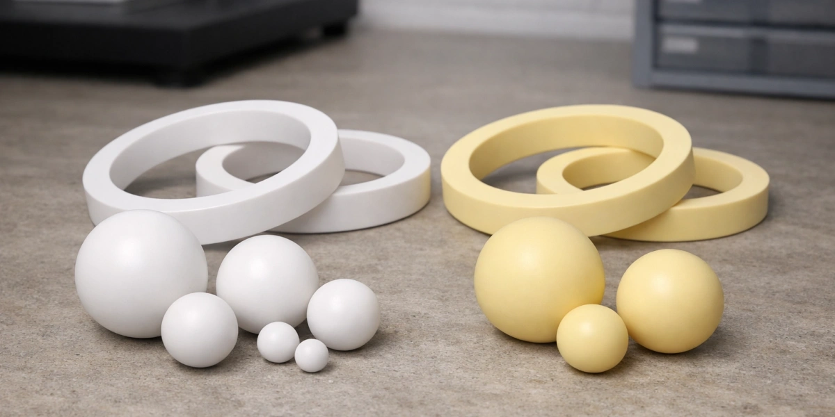 Zirconia ceramic wear rings and balls with stabilized max temperature performance