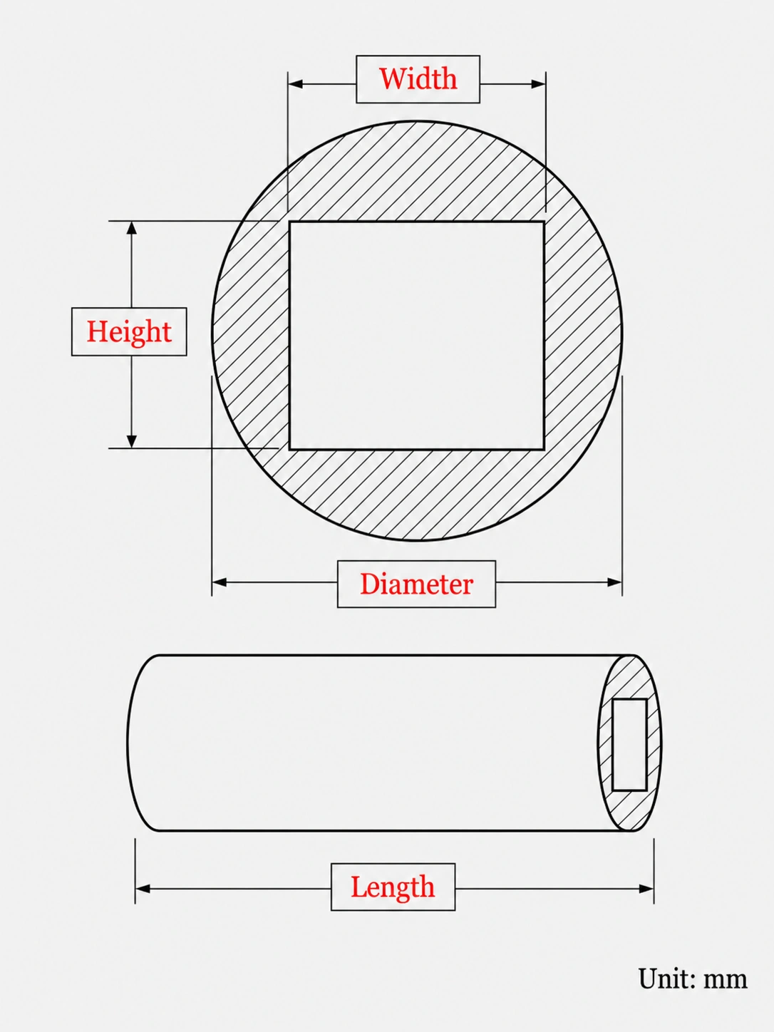 Square alumina ceramic tube with square inner bore for corona electrode RFQ