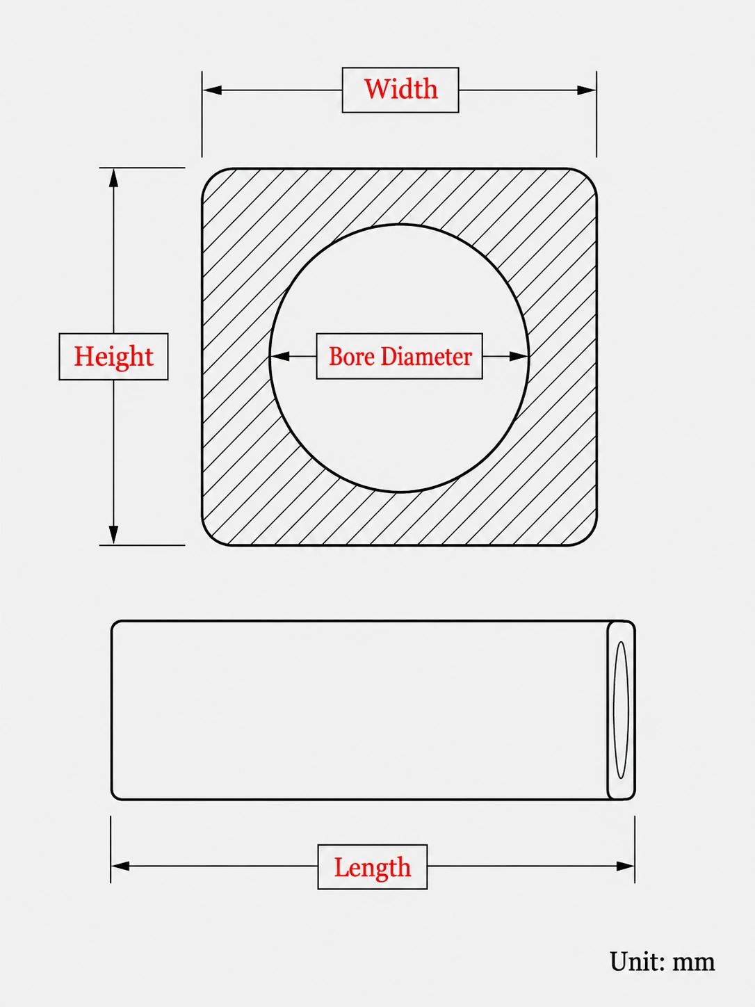 Square alumina ceramic tube with round inner bore for corona electrode RFQ