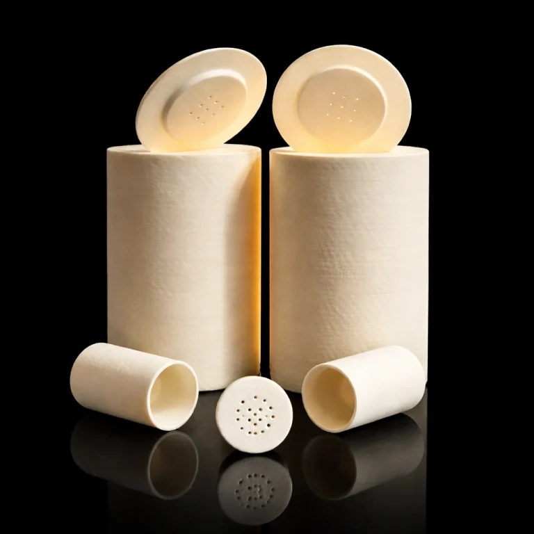 Alumina Canfield Crucible Sets stacked crucibles separated by step-edge frit-disc interface