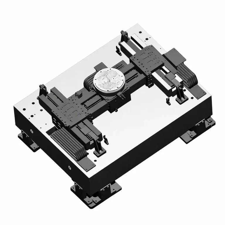 Front view of precision air-bearing multi-axis motion platform