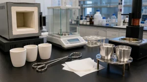 alumina crucibles noble metal Pt Pd Rh assay lab thermal preparation calcination ignition laboratory bench platinumware