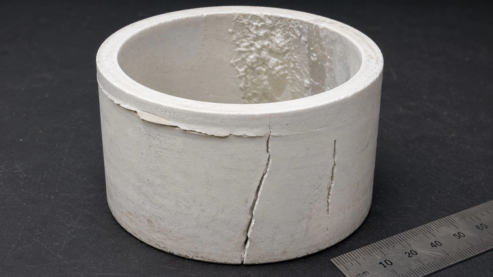 BN PBN boron nitride crucible delamination crack oxidation failure surface macro inspection diagnostic