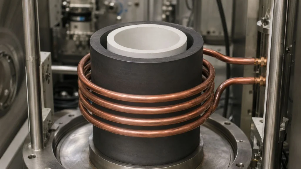 BN boron nitride crucible liner graphite susceptor induction heating optimization wall thickness taper liner clearance engineering design