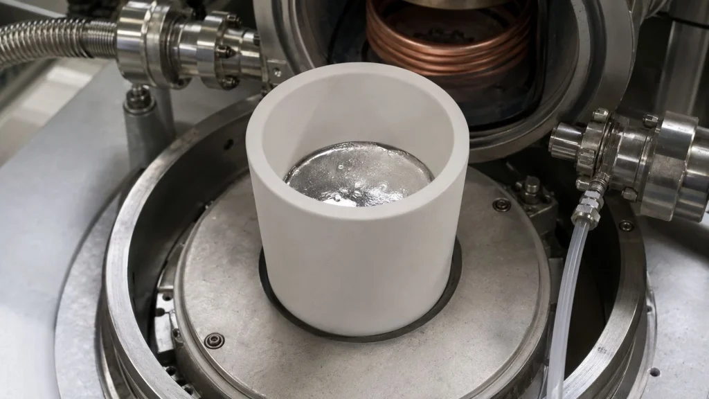 BN boron nitride crucible rare earth metal purification clean melt handling NdPr electrolysis metal collection vacuum melting