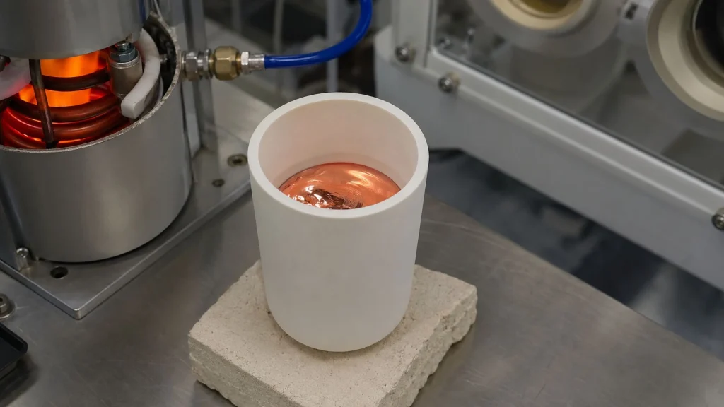 BN boron nitride crucible induction melting argon atmosphere high-purity silver copper refining controlled atmosphere