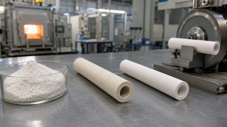 alumina tube manufacturing process extrusion CIP sintering grinding powder preparation high purity alumina industrial production