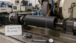 dense SSiC tube diamond grinding machining cost ID grinding concentricity straightness surface finish sintered silicon carbide engineering specification