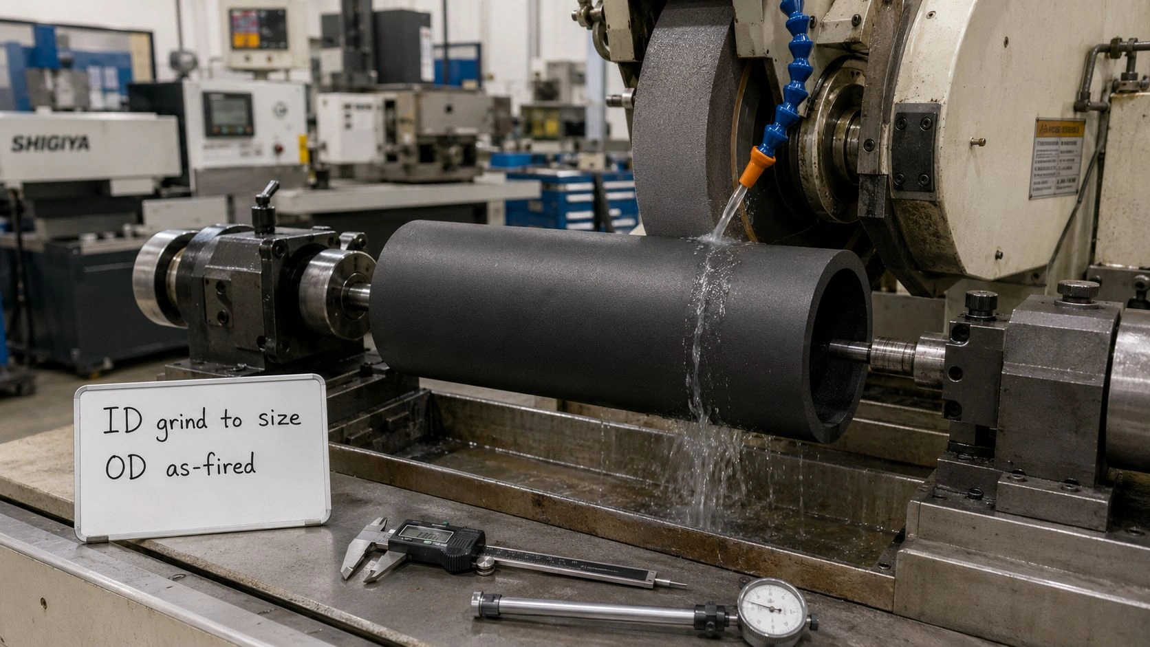 dense SSiC tube diamond grinding machining cost ID grinding concentricity straightness surface finish sintered silicon carbide engineering specification