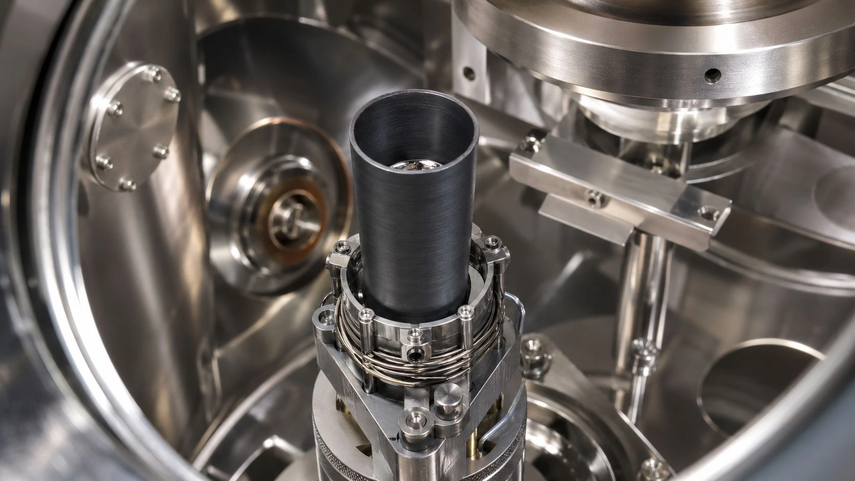 PBN pyrolytic boron nitride crucible in MBE effusion cell ultra-high vacuum semiconductor growth source hardware