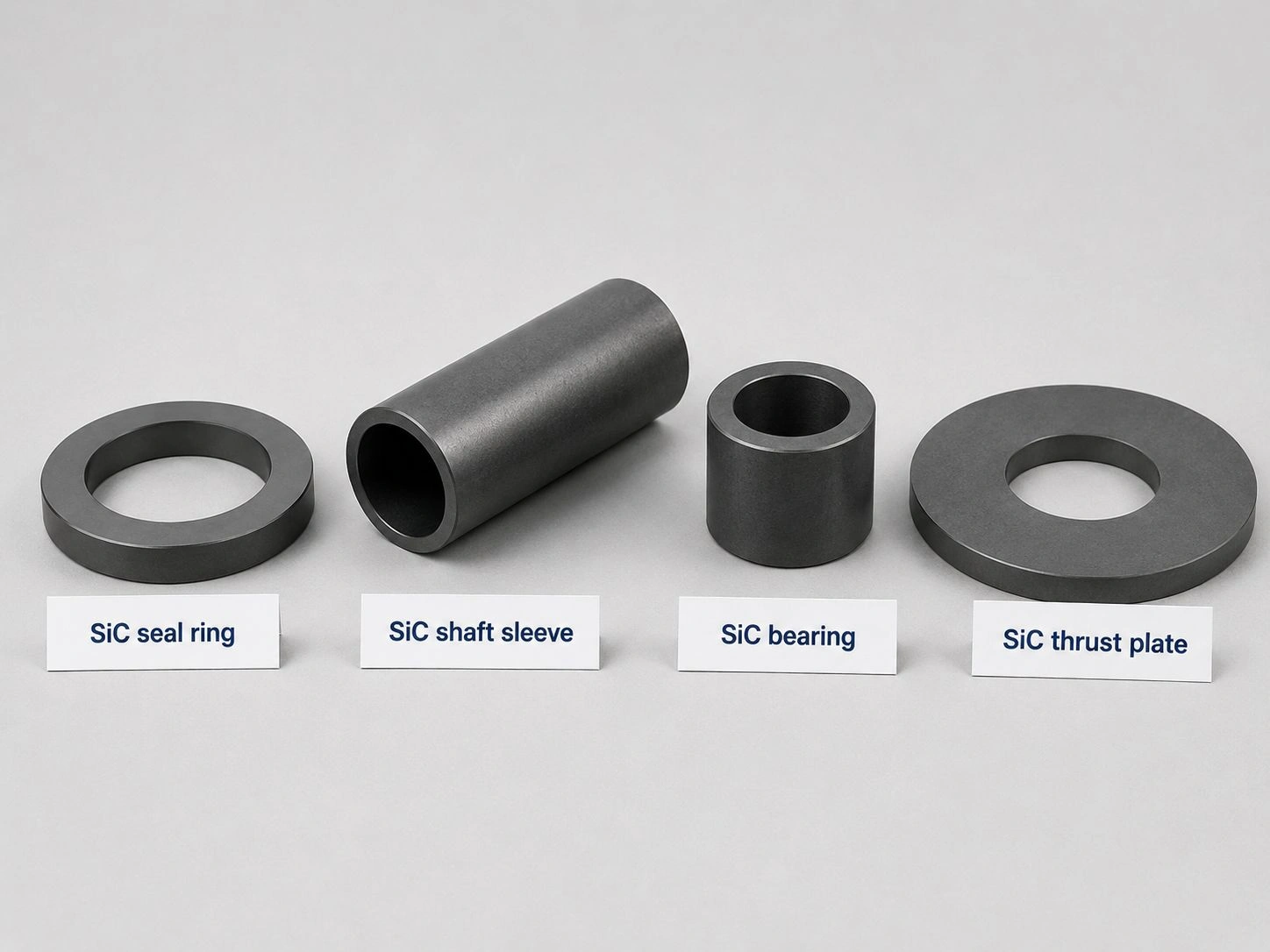 SiC pump components including seal ring, shaft sleeve, bearing and thrust plate for wear resistance, corrosion resistance and chemical pump service