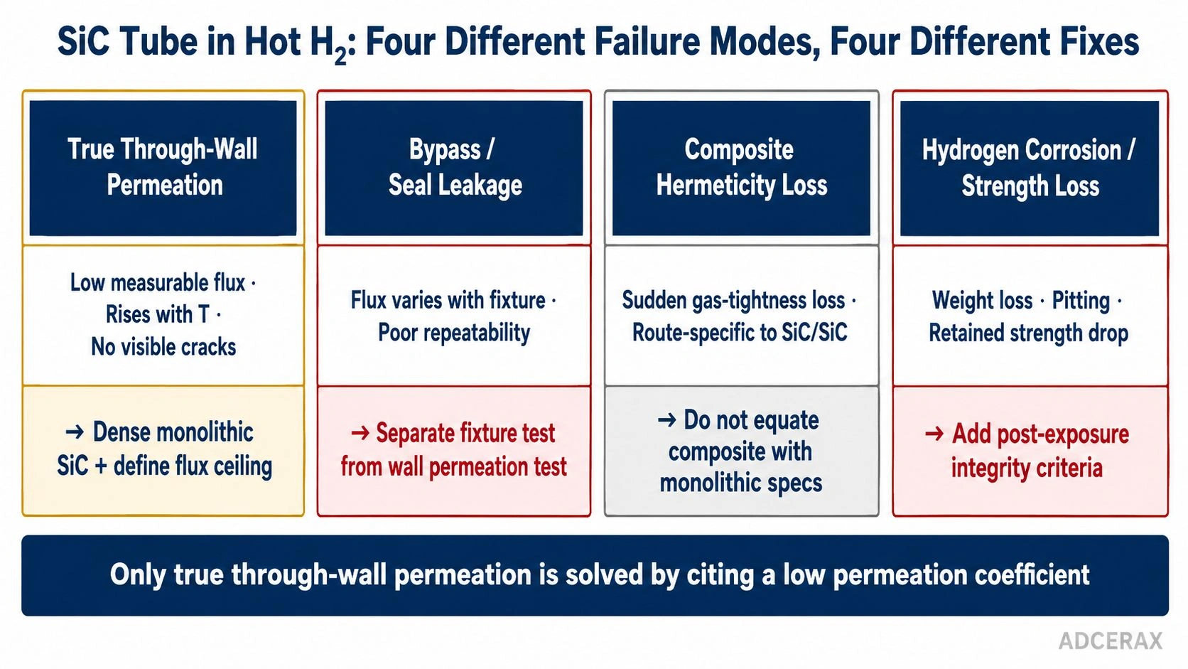 SiC tube high-temperature hydrogen permeation failure mode classification diagnostic decision diagram barrier composite corrosion
