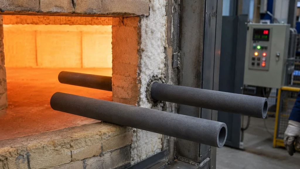 SiC silicon carbide process tube thermocouple protection tube in high-temperature industrial furnace 1400°C service