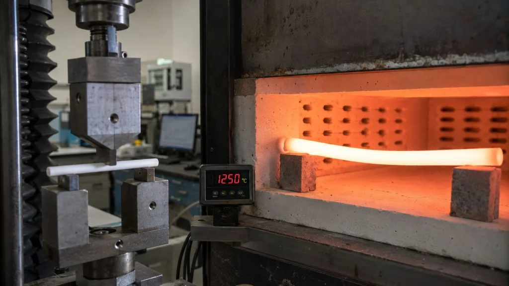 alumina tube fracture above 1200°C strain rate effect slow crack growth creep high temperature flexural strength furnace tube engineering