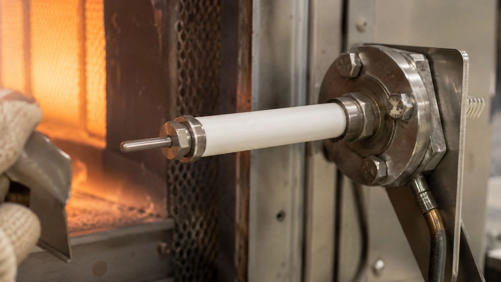Alumina ceramic electrode tube installed in high-temperature electrode assembly