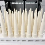 White alumina ceramic tapered protection tubes after firing at ADCERAX