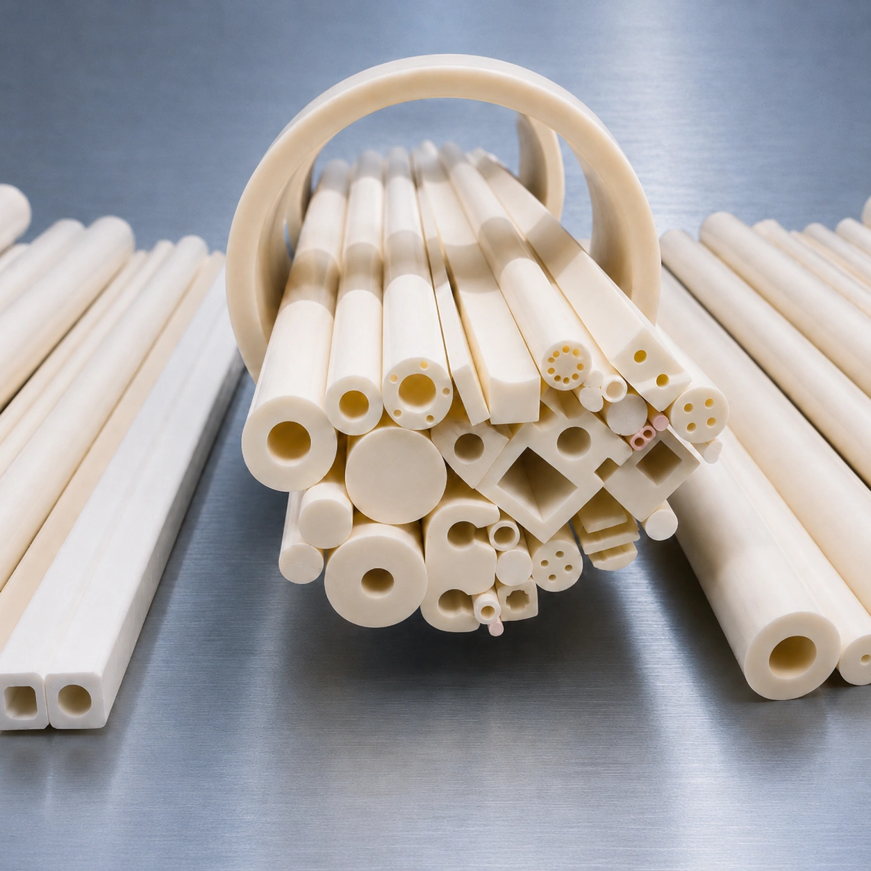 Open, closed-end, and multi-bore alumina ceramic tubes for process RFQ geometry review