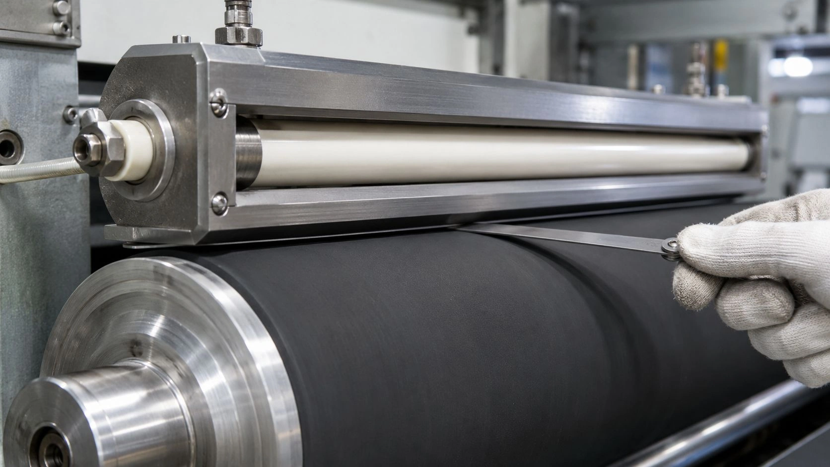 Replacement ceramic electrode tube installed in corona treater station for compatibility review