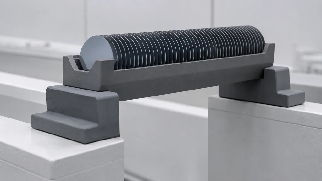 Silicon carbide boat bracket stabilizing a PV wafer carrier during oxidation