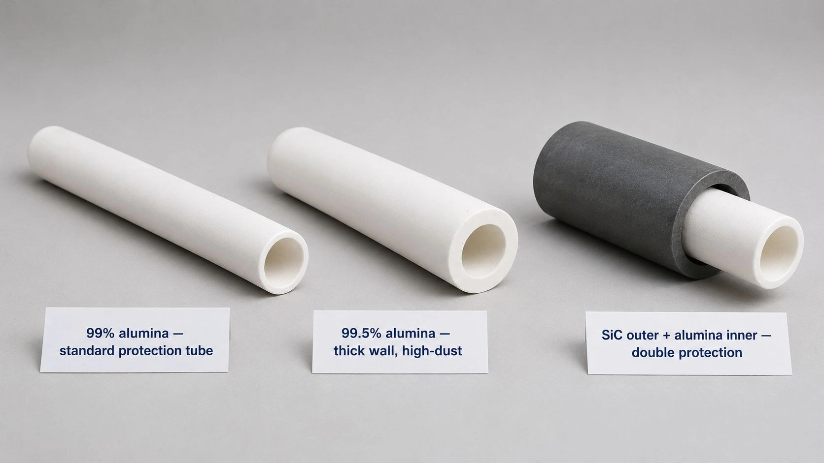 Alumina protection tube specification options for cement kiln preheaters