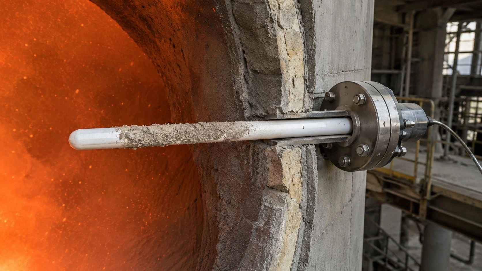 alumina protection tube cement kiln preheater thermocouple cyclone dust abrasion alkali buildup thermal shock probe mounting specification