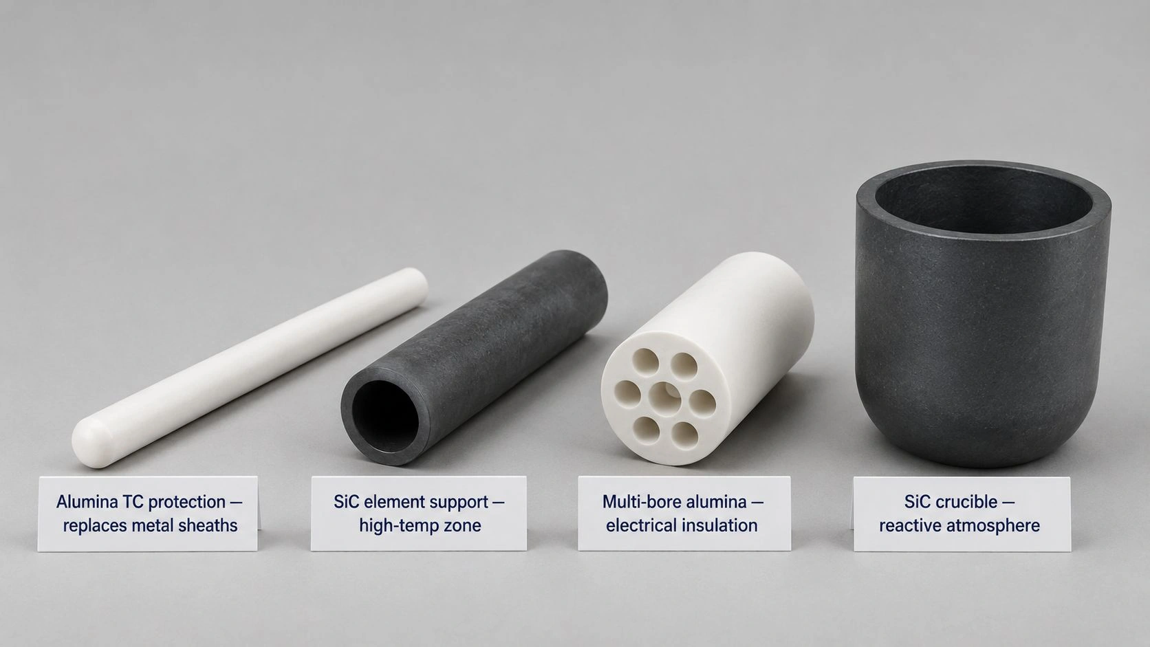 alumina thermocouple protection tube SiC element support multi-bore alumina electrical insulation SiC crucible furnace ceramic components product photo