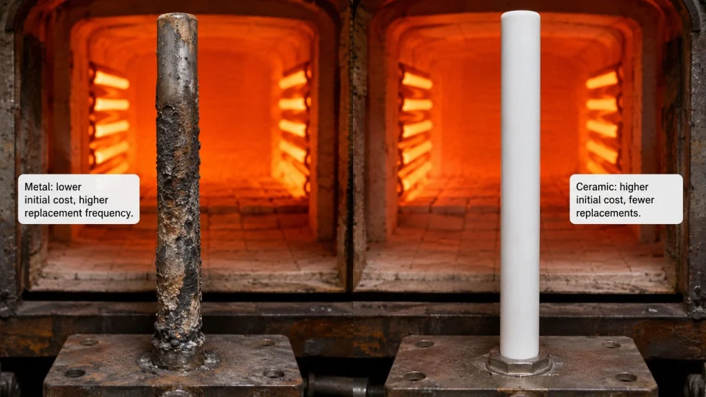 ceramic vs metal furnace components total cost of ownership TCO replacement downtime oxidation creep maintenance energy loss annualized cost comparison