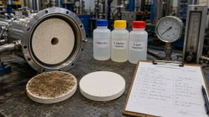 clean regenerate porous ceramic filter ceramic membrane cleaning fouling backwash CIP chemical cleaning pressure drop flux recovery maintenance