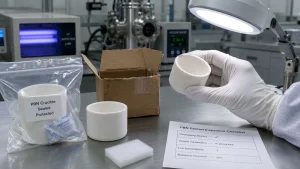 PBN components long-term storage moisture risk inspection restart vacuum bakeout packaging clean handling crucible boat liner tube plate