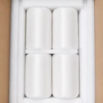Cylindrical alumina crucibles packed with foam for export shipping