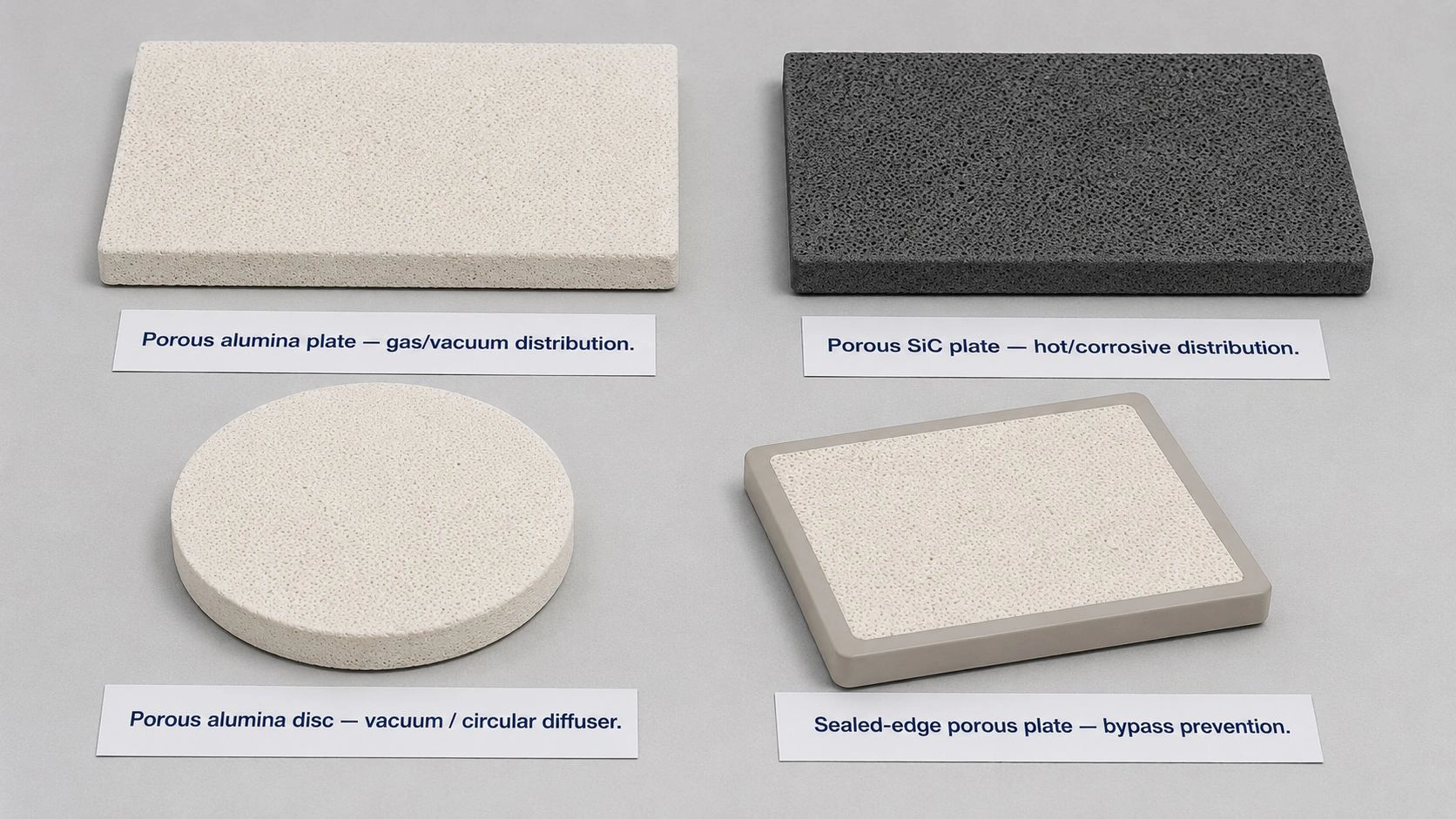 porous alumina plate porous SiC plate porous alumina disc sealed-edge porous ceramic plate flow distribution product photo