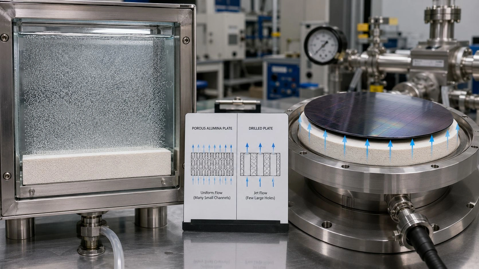 porous ceramic plate flow distribution gas diffusion vacuum distribution liquid distribution permeability pressure drop pore size alumina SiC zirconia
