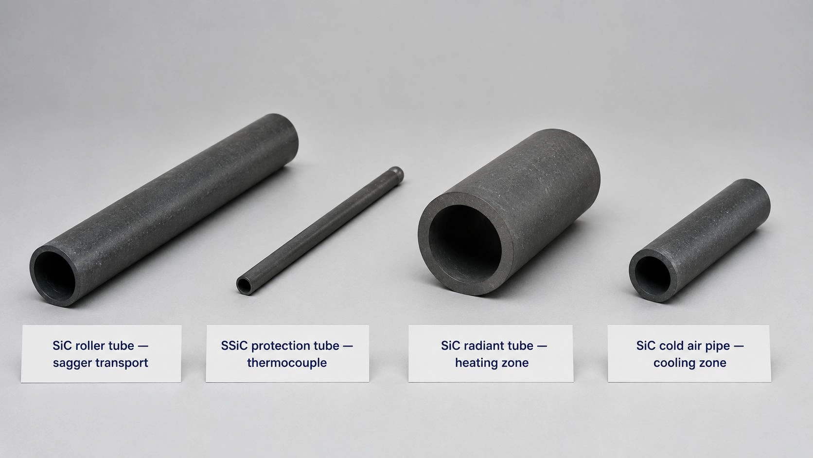 SiC roller tube SSiC thermocouple protection tube SiC radiant tube SiC cold air pipe Li battery cathode roller hearth kiln product photo