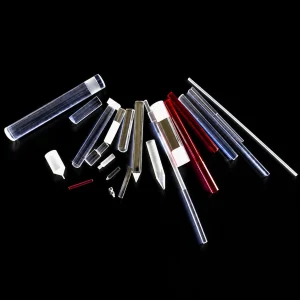 Custom finished sapphire rods with polished surfaces and end features