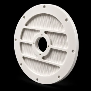 Custom zirconia ceramic separator screen with slotted sectors and mounting holes