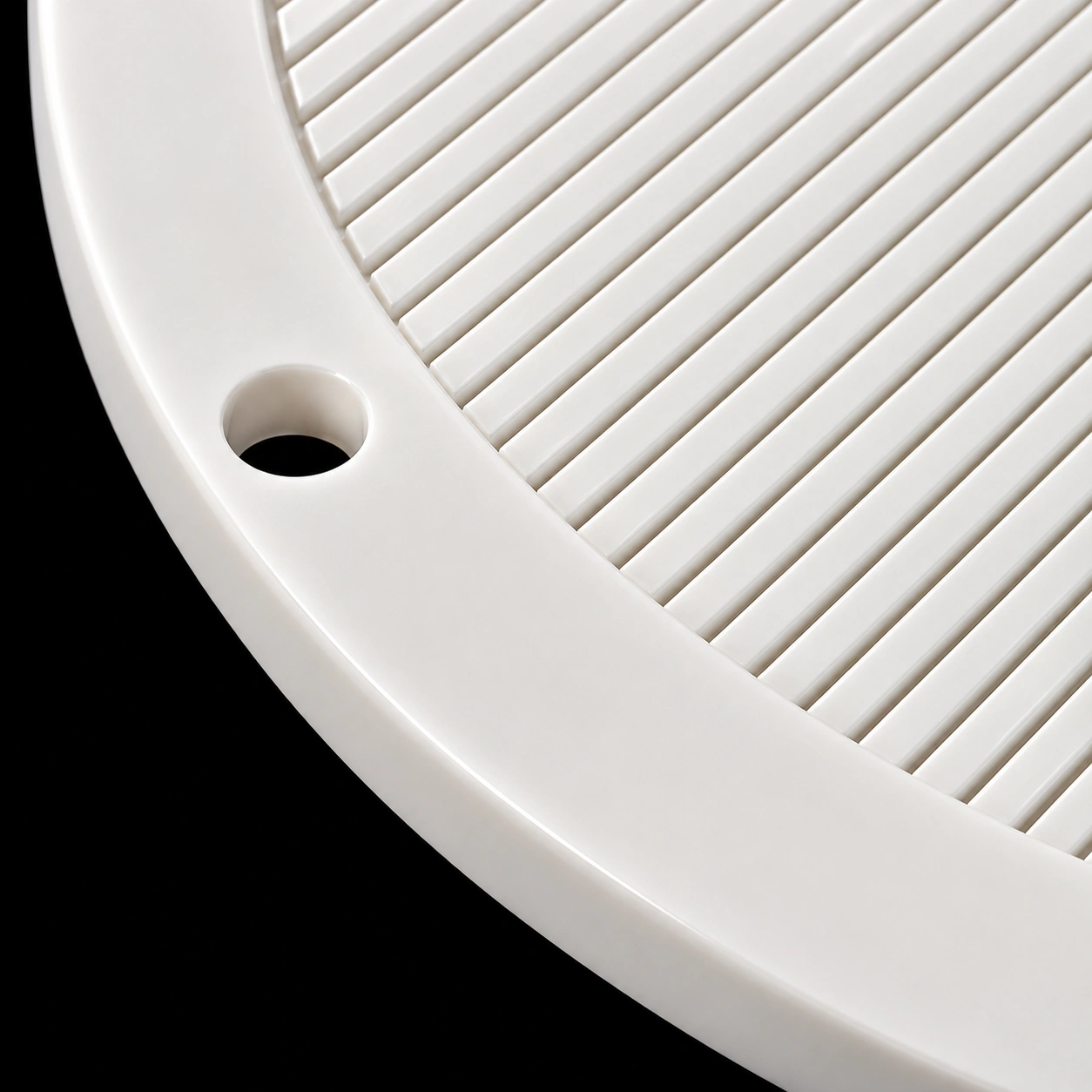 Zirconia ceramic separator screen slot and mounting hole detail