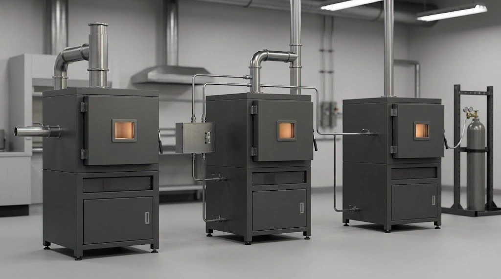 Industrial furnace systems configured for oxidizing, reducing, and inert atmosphere processing