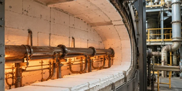 Aluminum silicate insulation lining a petrochemical cracking furnace and boiler