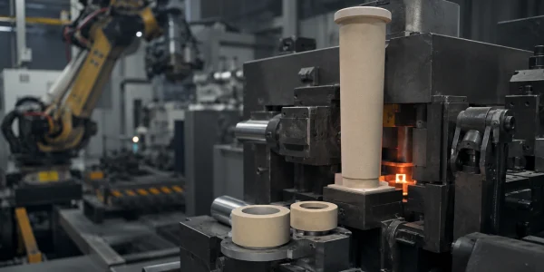 Aluminum titanate ceramic parts fitted on an automated LPDC casting machine