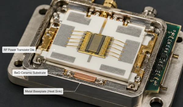 BeO substrate as the insulating heat path in an RF power module
