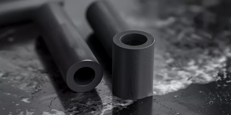 Black alumina ceramic cylindrical components on precision inspection surface