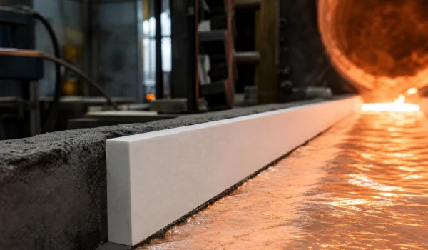 Boron nitride plate as non-wetting contact surface in a molten aluminium launder