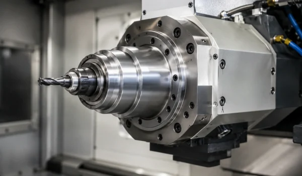 CNC machine-tool spindle using Si₃N₄ ceramic bearings; bearing may be internal.
