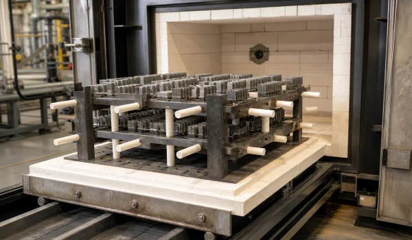 Ceramic rods used as furnace support pins and heater standoffs in industrial kiln equipment