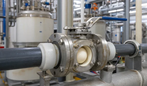 Ceramic ball valve on a corrosive chemical process line 3