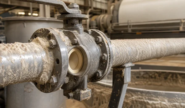 Ceramic ball valve on a paper-mill stockcoating slurry line