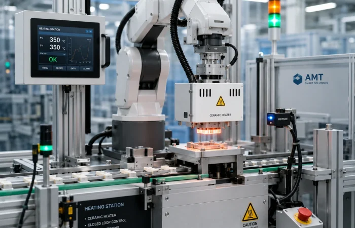 Ceramic heating element in an automated machinery station
