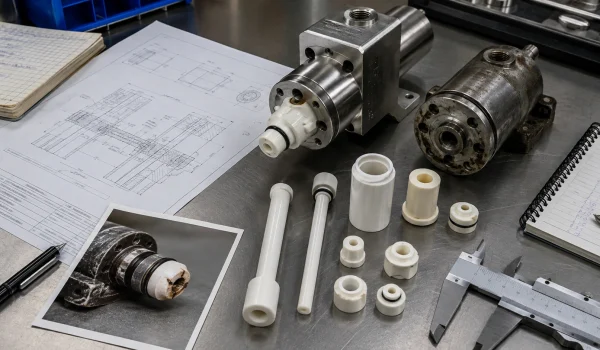 Ceramic pump replacement wet-end parts reviewed with drawing and old sample