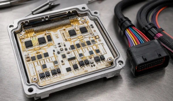 Ceramic substrate control board inside an automotive electronic module